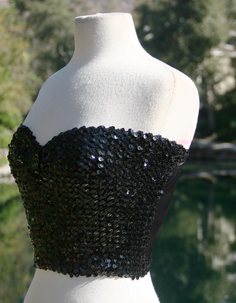 Black Sequin Strapless Breast Contour Bra