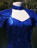 Blue Sequin With Choke Neck And Diamond Open Back