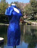 Blue Sequin With Choke Neck And Diamond Open Back