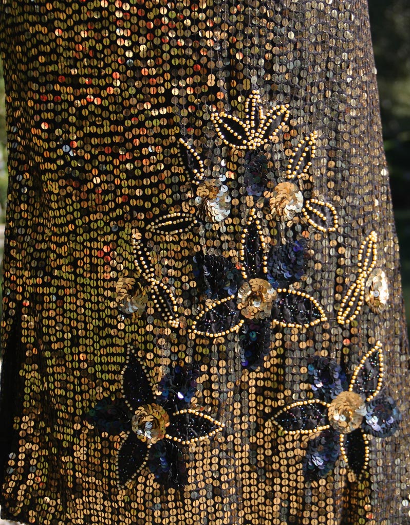 Gold & Black Sequin Flower Design Skirt