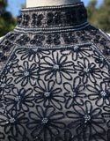 Gray & Black Flower Beaded Sleeveless Top