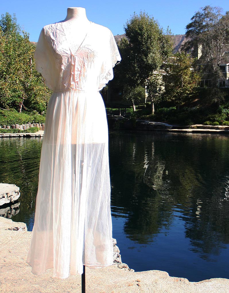Tan Sheer Middle Split Long Nighty