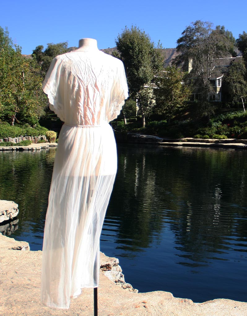 Tan Sheer Middle Split Long Nighty