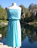 Teal Strapless Soft Pleated Top Summer Bottom