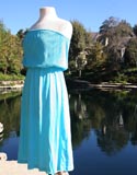 Teal Strapless Soft Pleated Top Summer Bottom