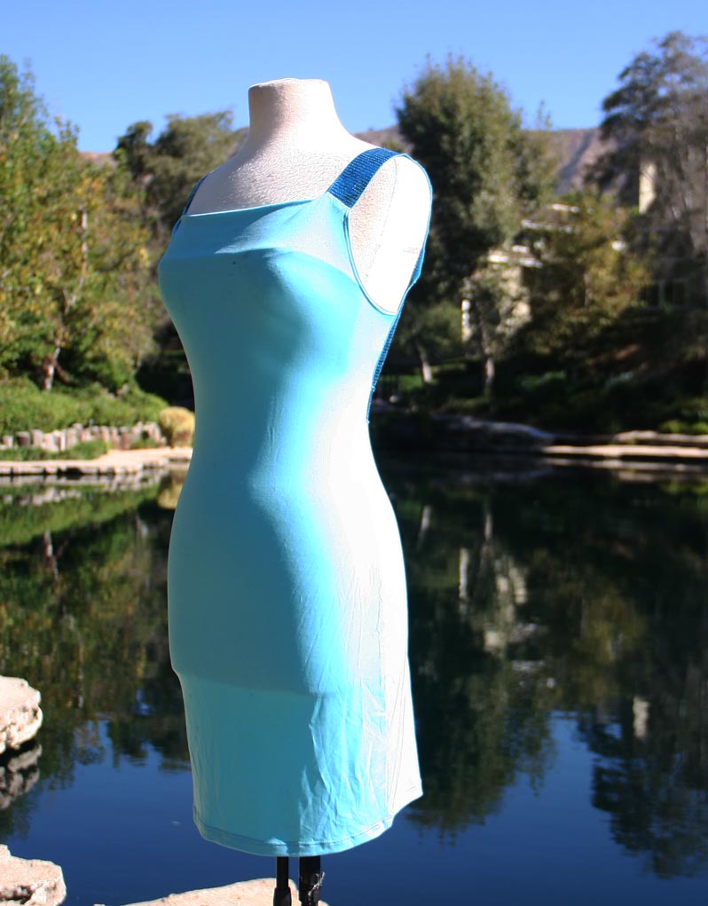 Teal Form Fit Sparkle Straps Dress