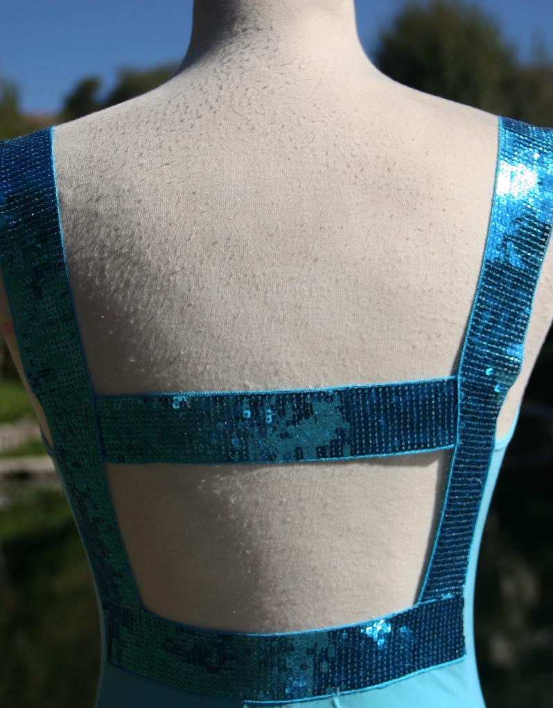 Teal Form Fit Sparkle Straps Dress