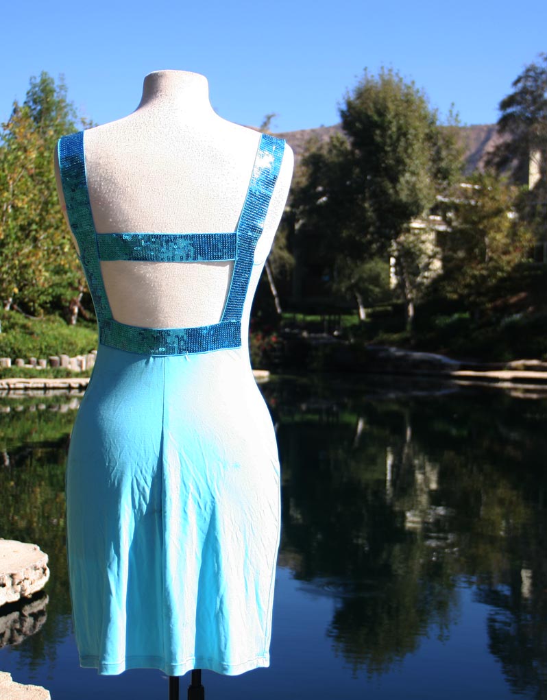 Teal Form Fit Sparkle Straps Dress