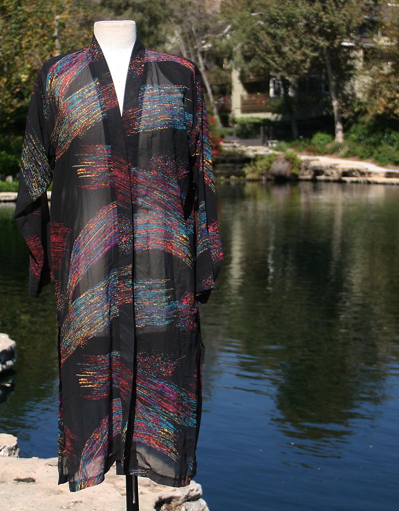 Black Long Shear Paint Brush Color Pattern Robe
