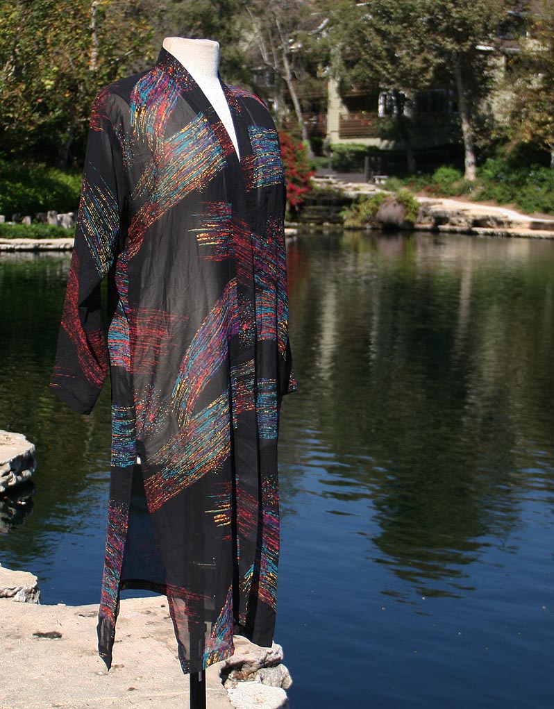 Black Long Shear Paint Brush Color Pattern Robe