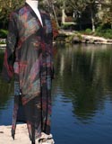 Black Long Shear Paint Brush Color Pattern Robe