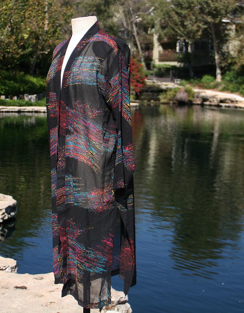 Black Long Shear Paint Brush Color Pattern Robe