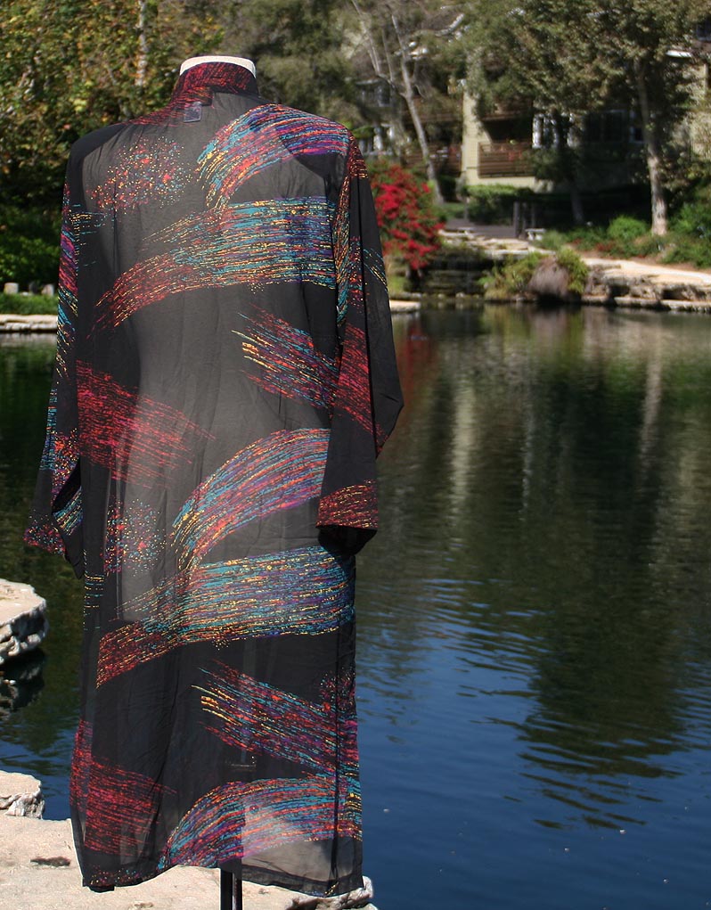 Black Long Shear Paint Brush Color Pattern Robe