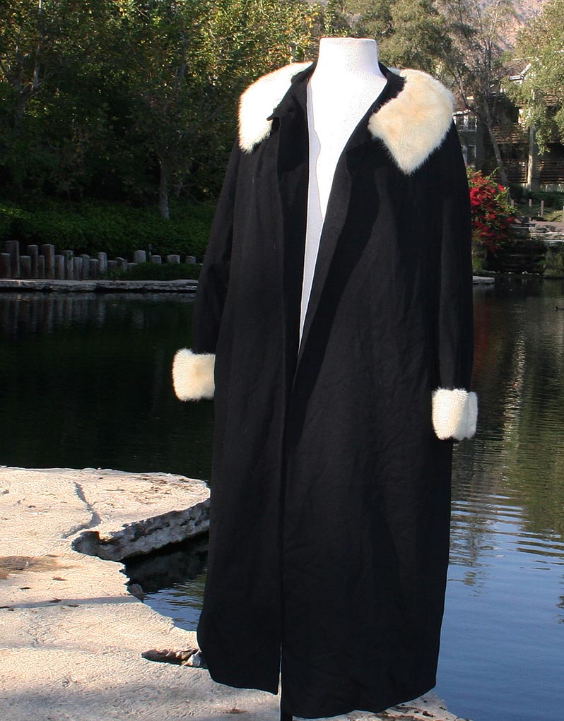 Black Wool With Fur Collar And Sleeve Coat