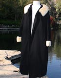 Black Wool With Fur Collar And Sleeve Coat