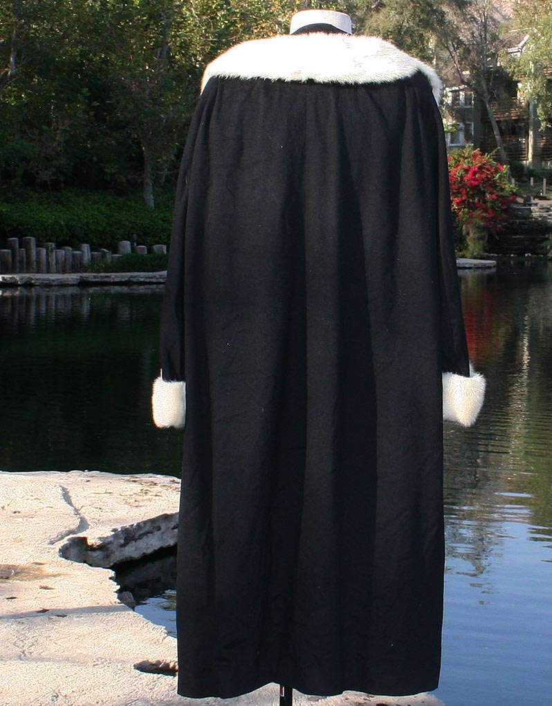 Black Wool With Fur Collar And Sleeve Coat