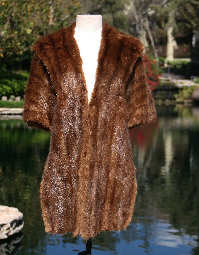 Brown Fur Shawl Long Front Tail