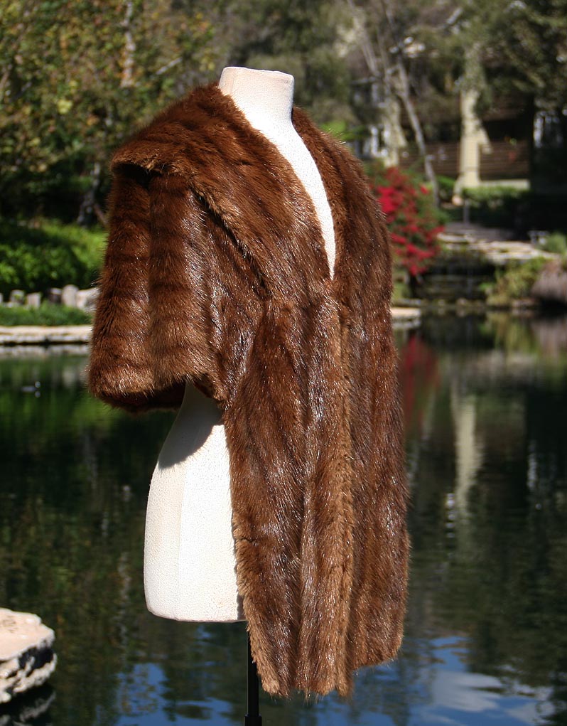 Brown Fur Shawl Long Front Tail