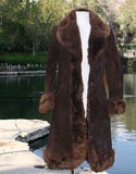 Brown Swede Fur Collar & Sleeves Full Length