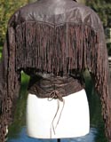 Dark Brown Leather Frills Crop Jacket