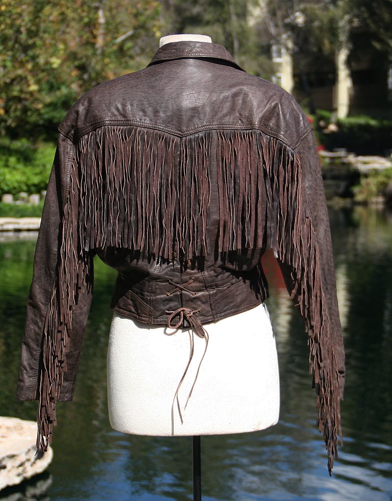 Dark Brown Leather Frills Crop Jacket