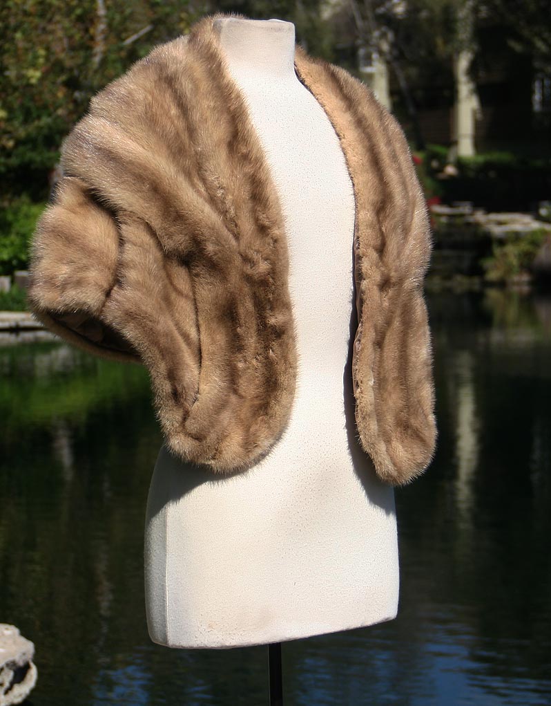 Fur Light Brown Round Crop Corner Stole