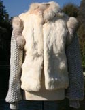 Fur White With Knit Gray Sleeves Jacket
