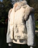 Fur White With Knit Gray Sleeves Jacket