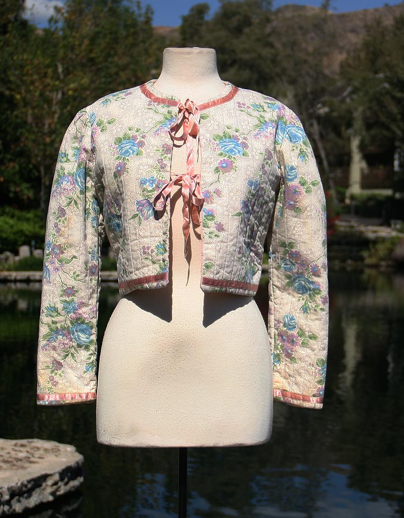 Pink And Lavendar Flower Lace Tie Crop Jacket
