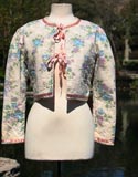 Pink And Lavendar Flower Lace Tie Crop Jacket