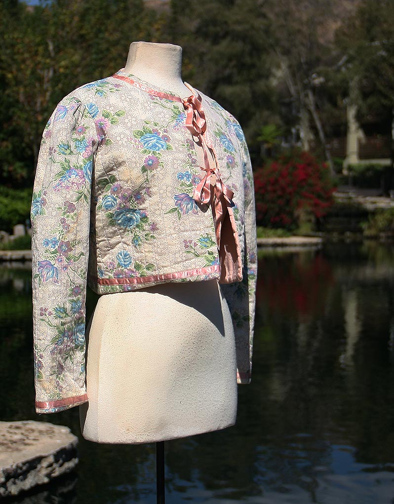 Pink And Lavendar Flower Lace Tie Crop Jacket