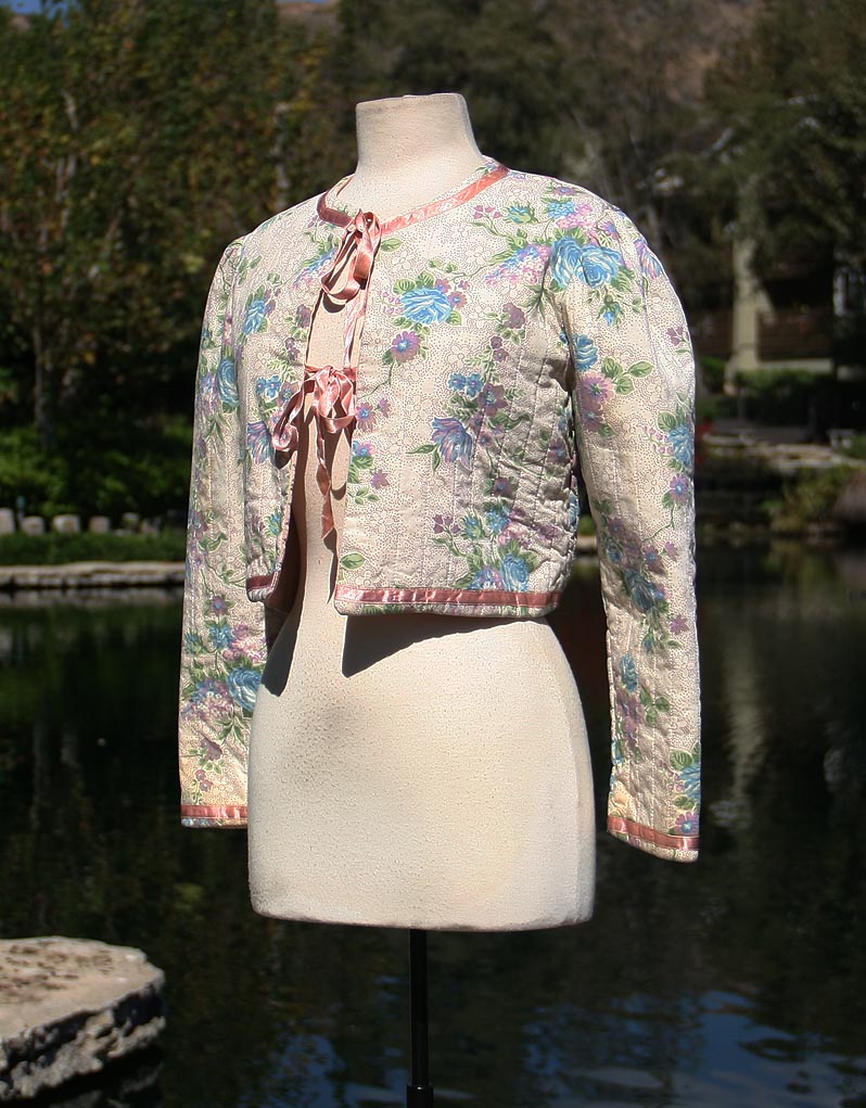 Pink And Lavendar Flower Lace Tie Crop Jacket