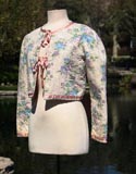 Pink And Lavendar Flower Lace Tie Crop Jacket