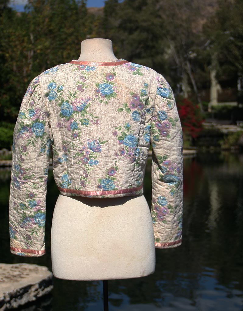 Pink And Lavendar Flower Lace Tie Crop Jacket