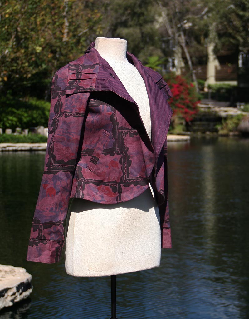 Purple And Black Splatter Pattern Crop Jacket