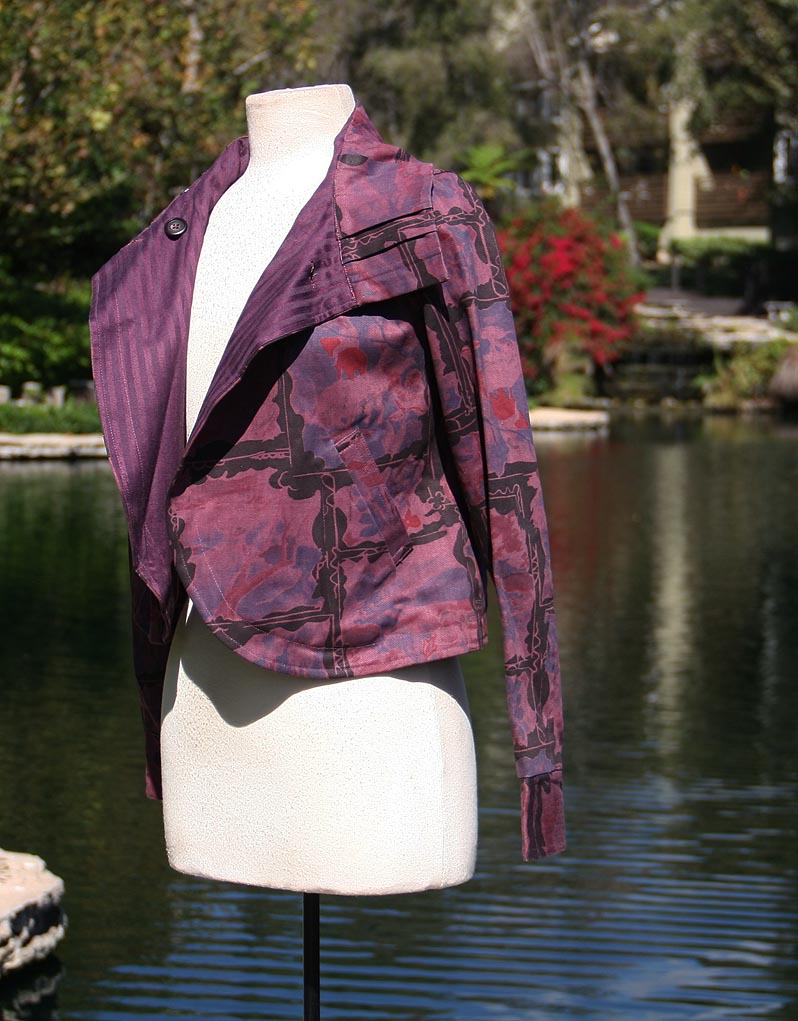 Purple And Black Splatter Pattern Crop Jacket