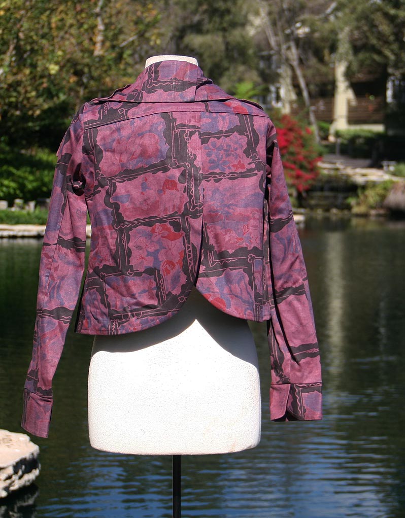 Purple And Black Splatter Pattern Crop Jacket