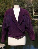 Purple Leather With Frills Crop Jacket