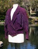 Purple Leather With Frills Crop Jacket