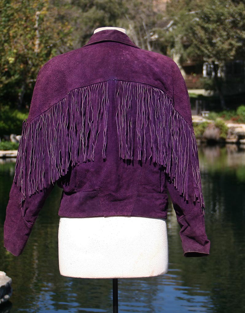 Purple Leather With Frills Crop Jacket