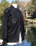 Soft Gray Charcoil Flower Embroidered Sweater