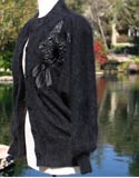 Soft Gray Charcoil Flower Embroidered Sweater