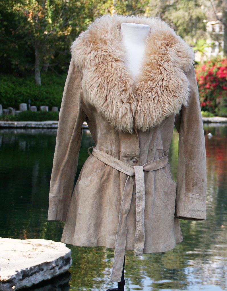 Tan Light Swede Fur Collared Quarted Jacket