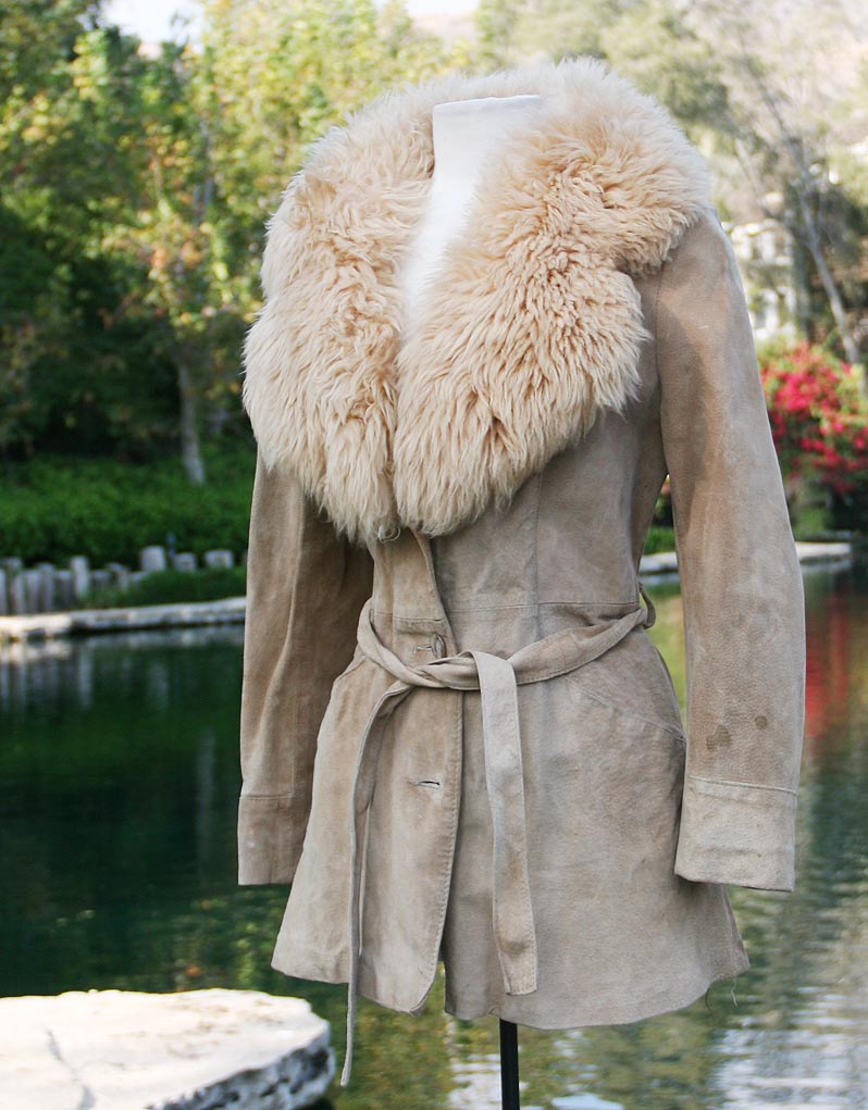 Tan Light Swede Fur Collared Quarted Jacket