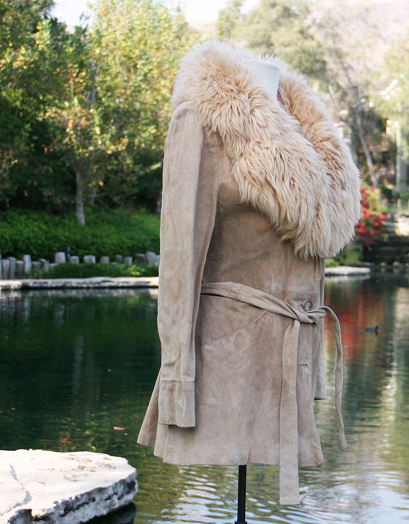 Tan Light Swede Fur Collared Quarted Jacket