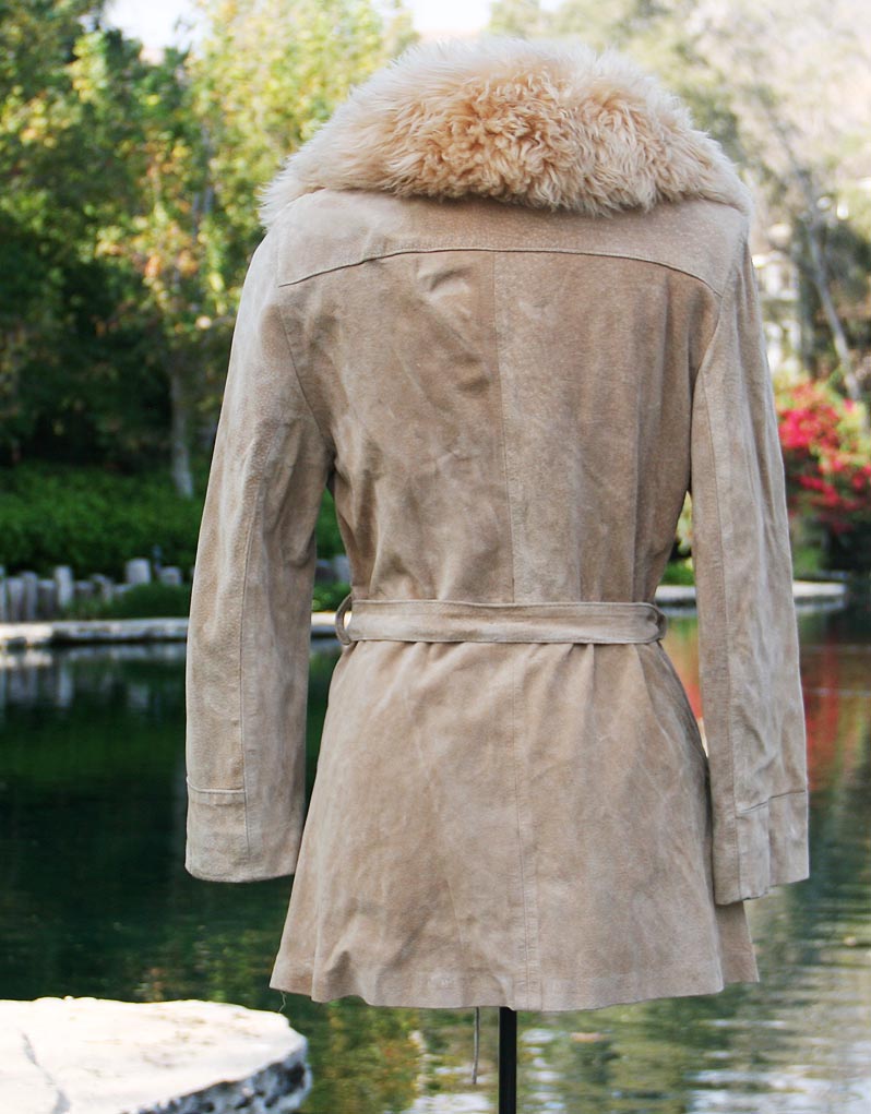 Tan Light Swede Fur Collared Quarted Jacket