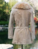 Tan Leather Double Breated Quarter Length Collared Coat