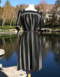 Black Gray Vertical Stripe With Matching Belt Dress