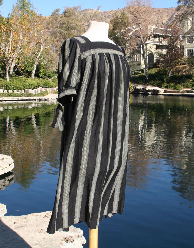 Black Gray Vertical Stripe With Matching Belt Dress