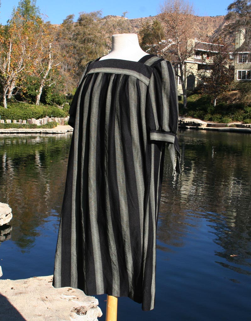 Black Gray Vertical Stripe With Matching Belt Dress